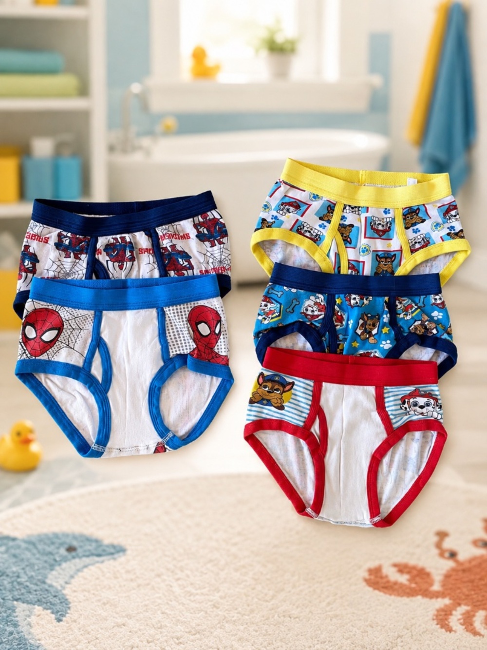 5 Pairs Toddler Boys Character Briefs – Spider-Man & Paw Patrol – Size 5T/6T